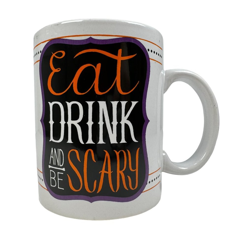 Momentum Eat Drink And Be Scary White Mug Halloween Horror Spooky Goth Witchy